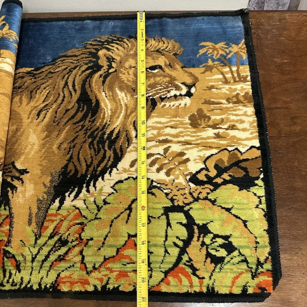 Vintage Authentic Woven Lion Tropical Rug Wall Hanging Tapestry 38